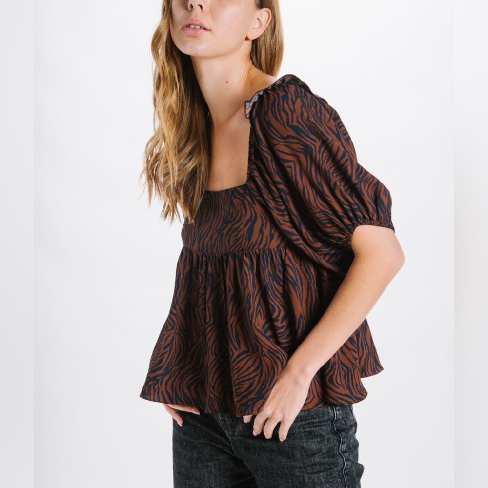 En Saison Animal Print Babydoll Top